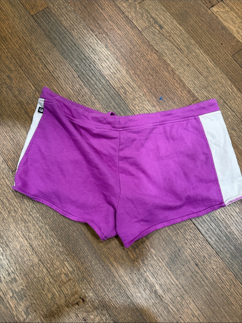 Fabletics Purple Drawstring Athletic Lounge Shorts with White Side Panels - Picture 3 of 5